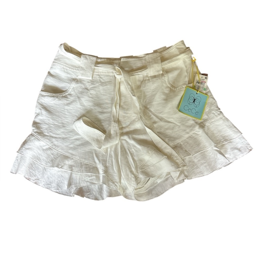 CeCe CLOSET CLEANOUT white ruffled paper bag shorts-Size 8- NWT - Picture 4 of 8